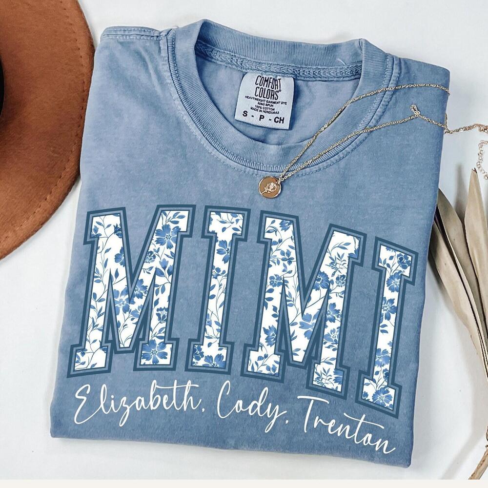 Mimi Shirt With Grandkids Names, Kids Names Grandma Shirt, Floral Mimi T-Shirt
